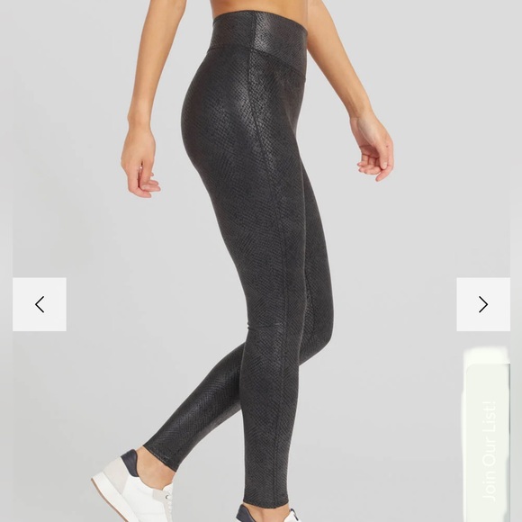 SPANX Faux Leather Matte Snake Leggings for Women Tummy Control XS - Picture 3 of 11
